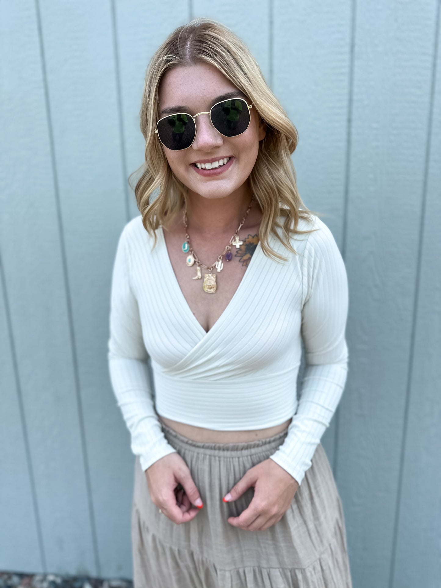 Ribbed Surplus Waistband Longsleeve Top