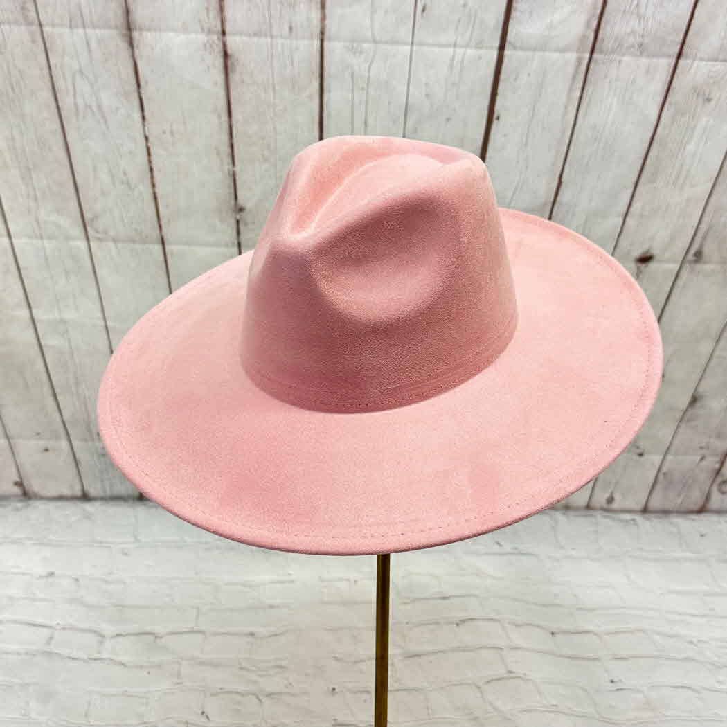 Pink Vegan Suede Wide Brim Hat