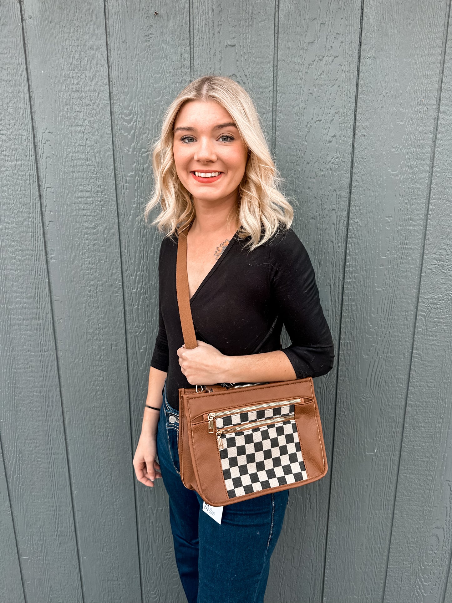 Checkered Canvas Tote Bag