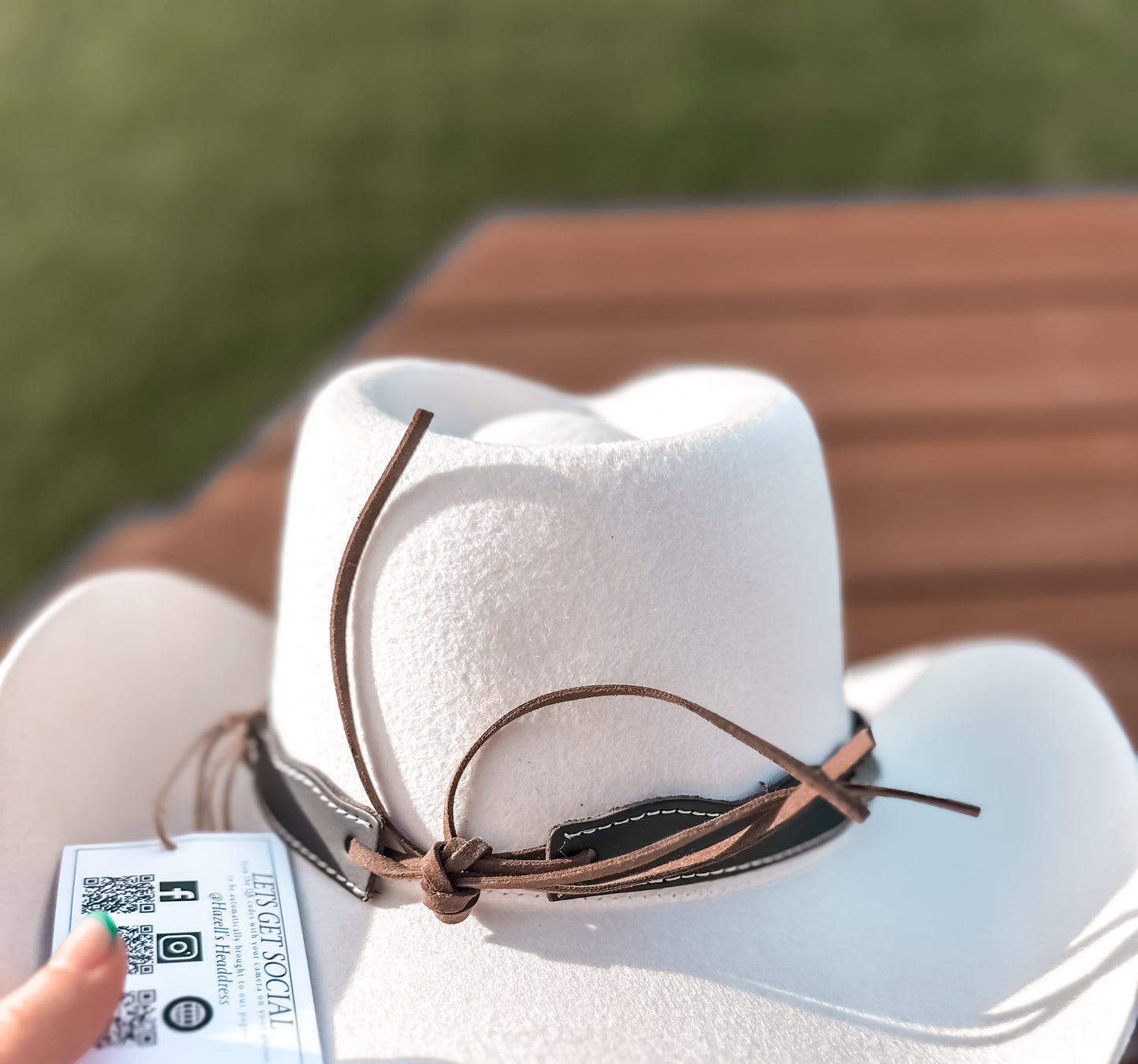 Handmade Hat Band – Black Leather w/ Turquoise Stone Accents