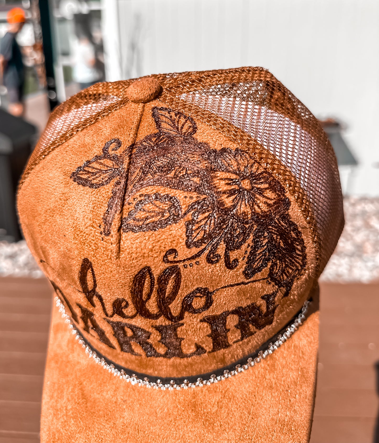 Hello Darlin ‘ Suede Burned SnapBack Baseball Hat