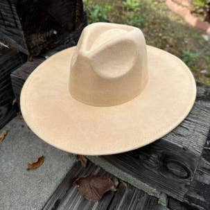 Camel Vegan Suede Wide Brim Hat