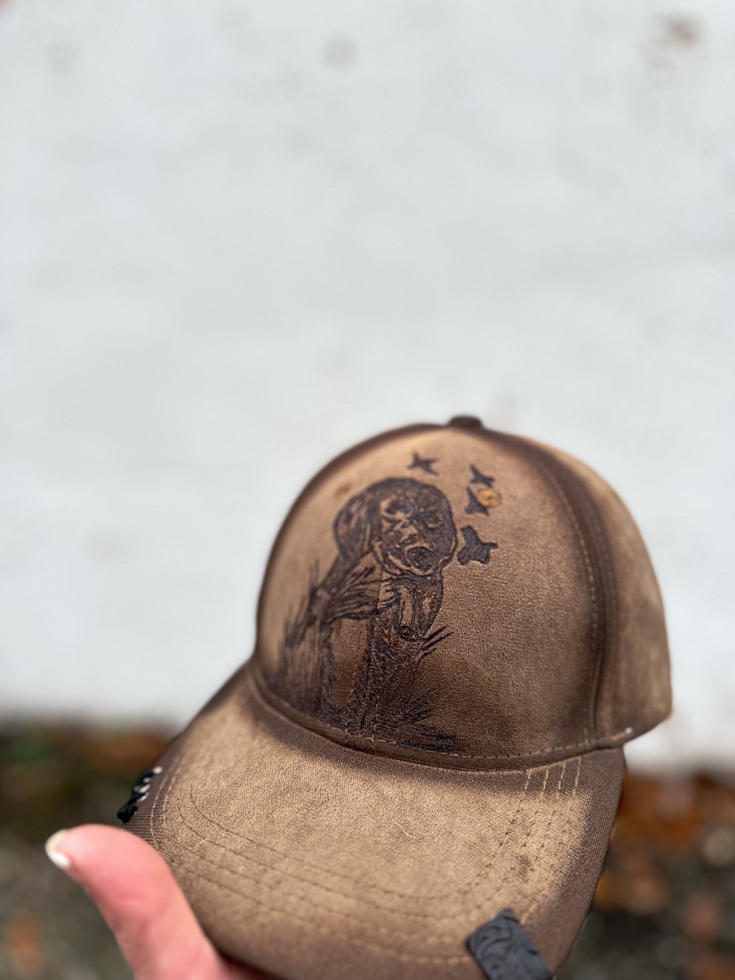 Brown Dog With duck Torched & Burned Baseball Hat