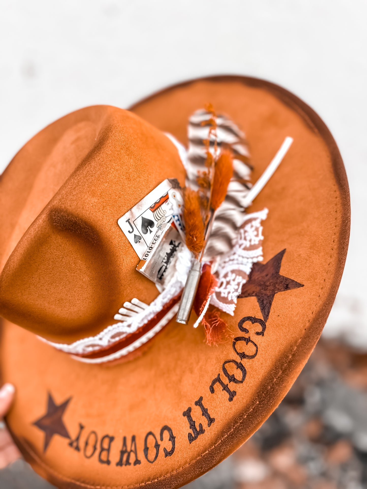 Caramel “Cool it Cowboy” Torched& Burned Hat