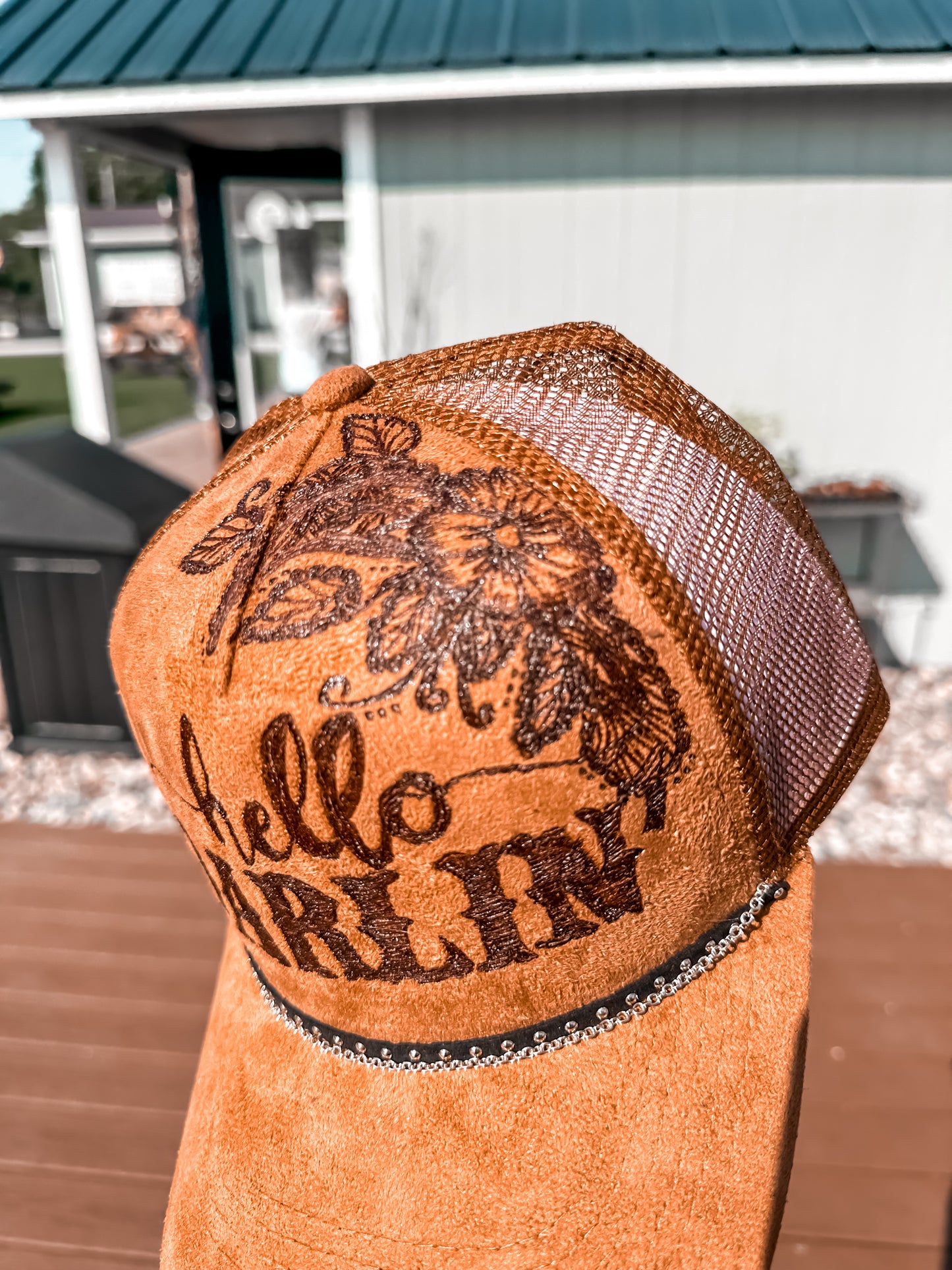 Hello Darlin ‘ Suede Burned SnapBack Baseball Hat