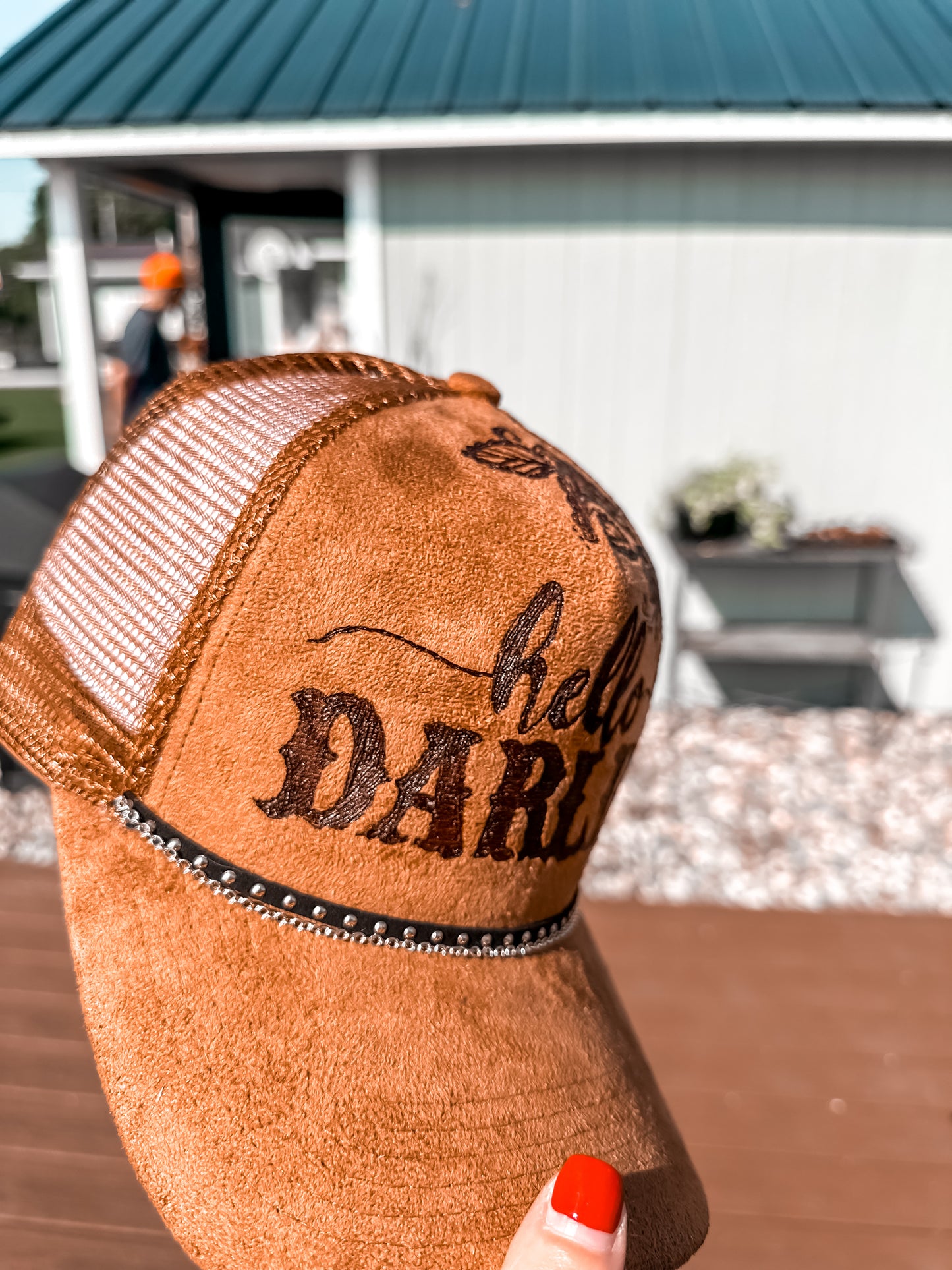 Hello Darlin ‘ Suede Burned SnapBack Baseball Hat