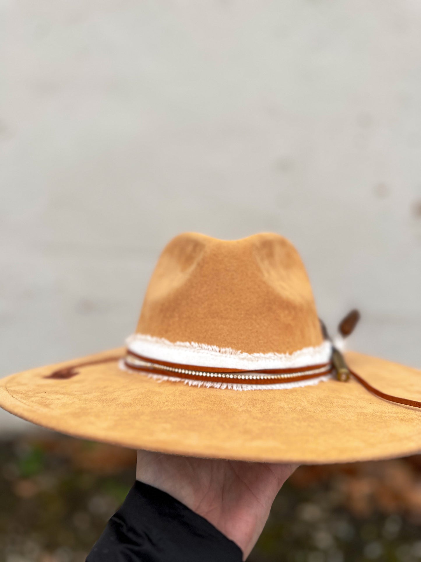 Camel Snake Vegan Suede Burned Hat