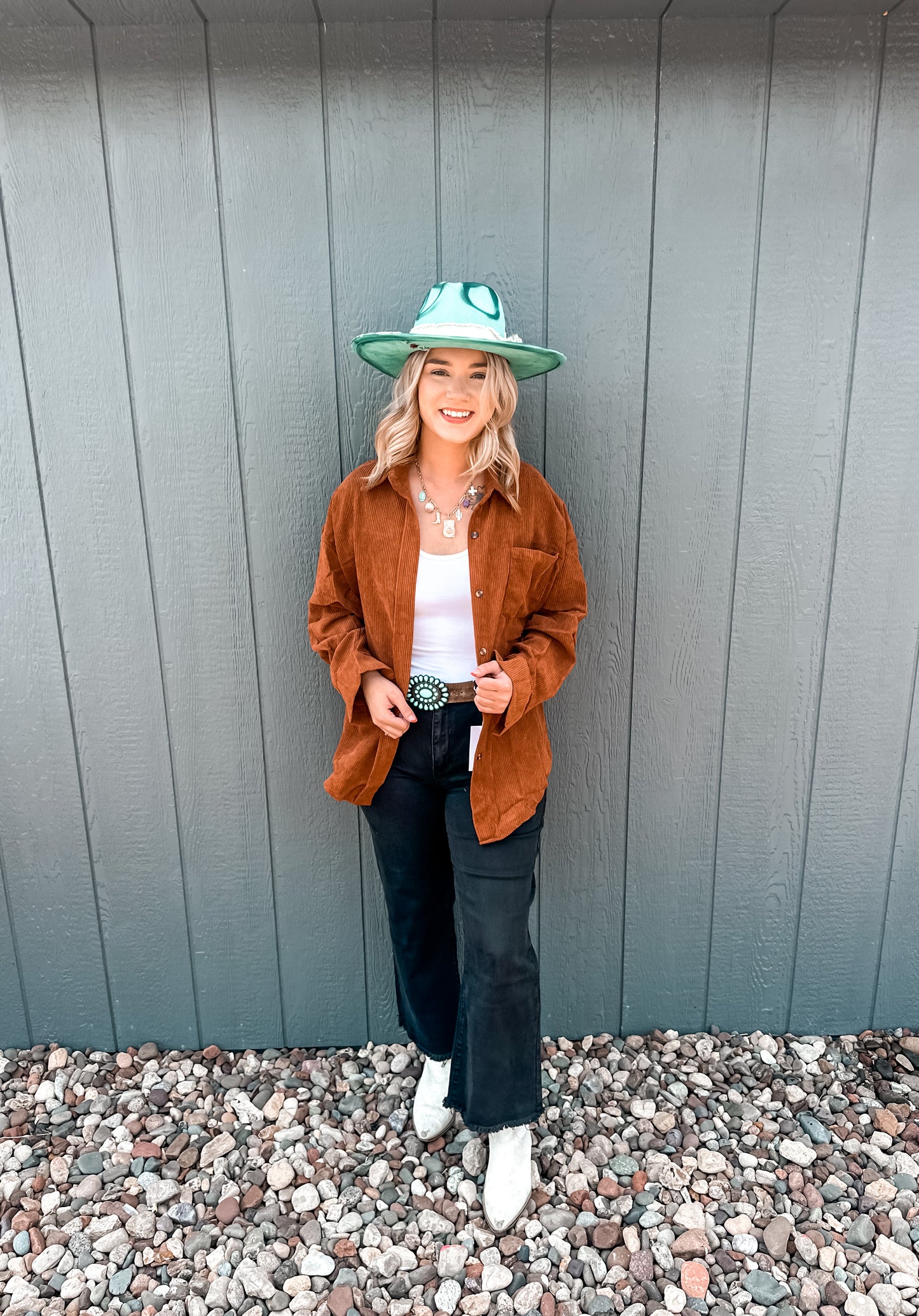 Caramel Corduroy Oversized Button Up Shirt Jacket