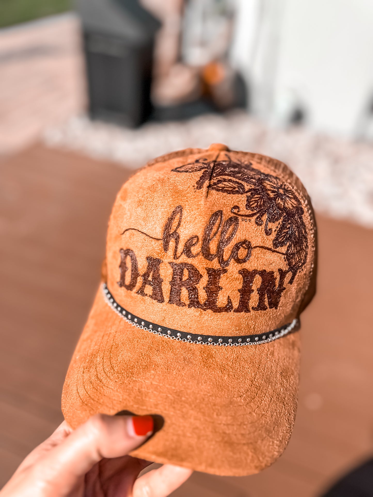Hello Darlin ‘ Suede Burned SnapBack Baseball Hat