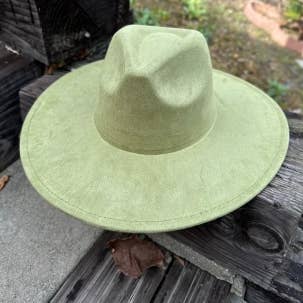 Sage Vegan Suede Wide Brim Hat