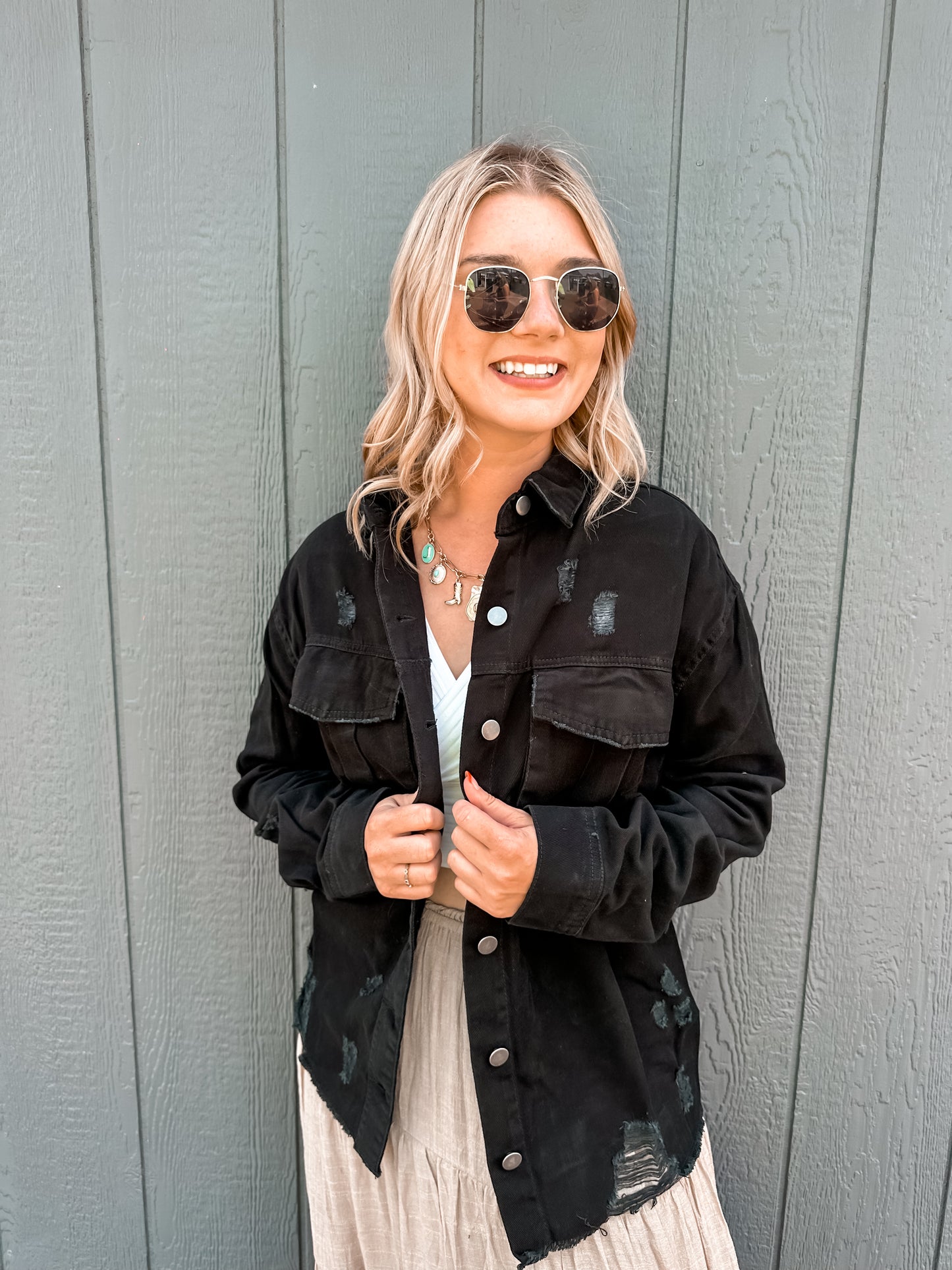 Distressed Oversized Denim Jacket