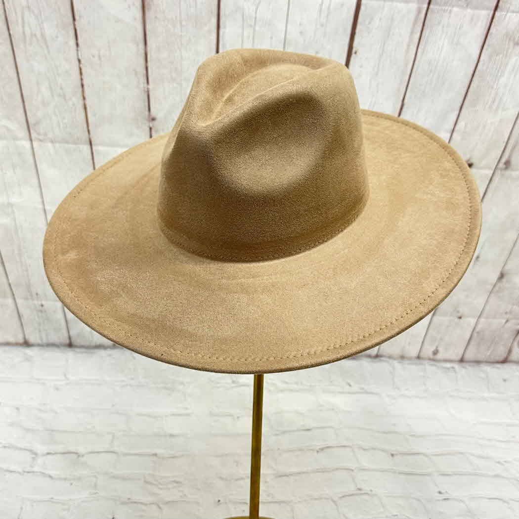 Taupe Vegan Suede Wide Brim Hat