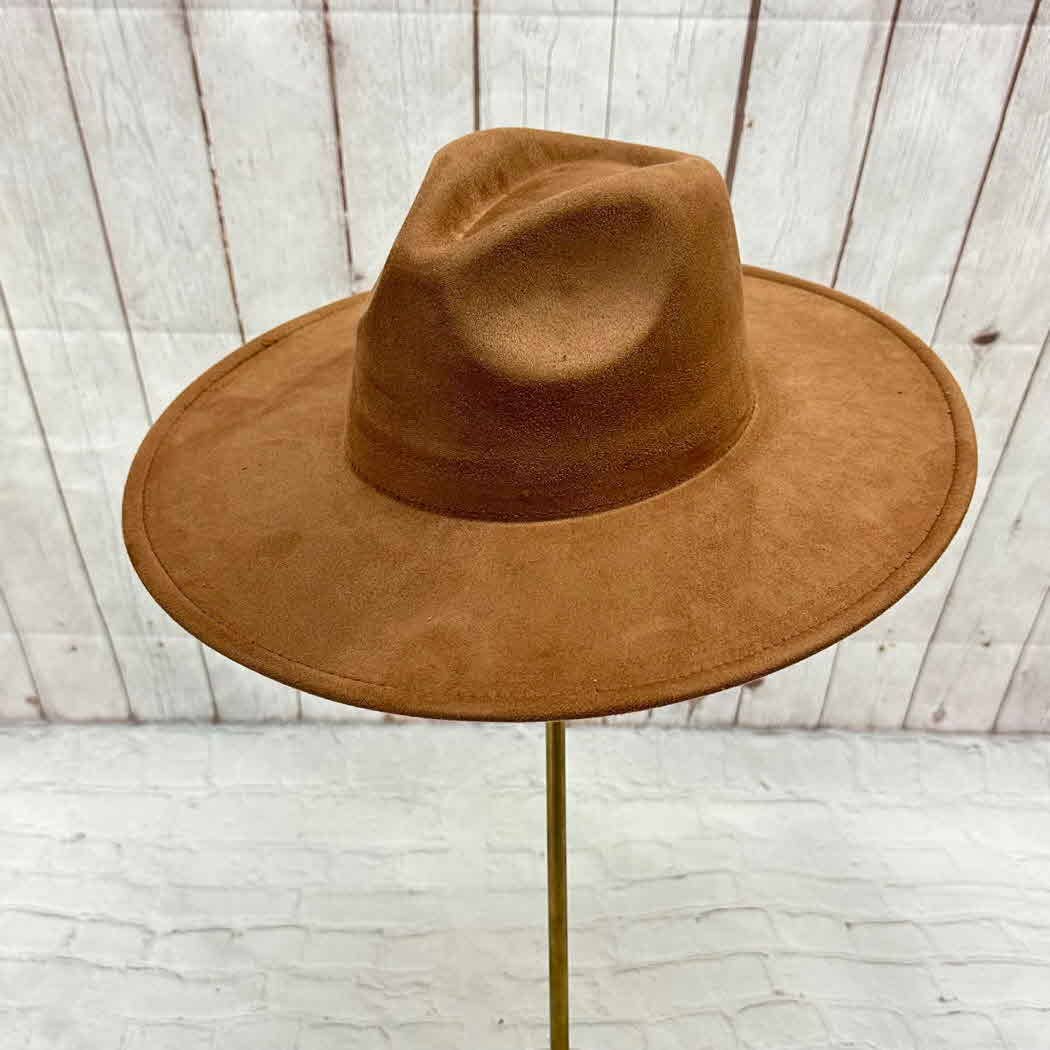 Brown Vegan Suede Wide Brim Hat