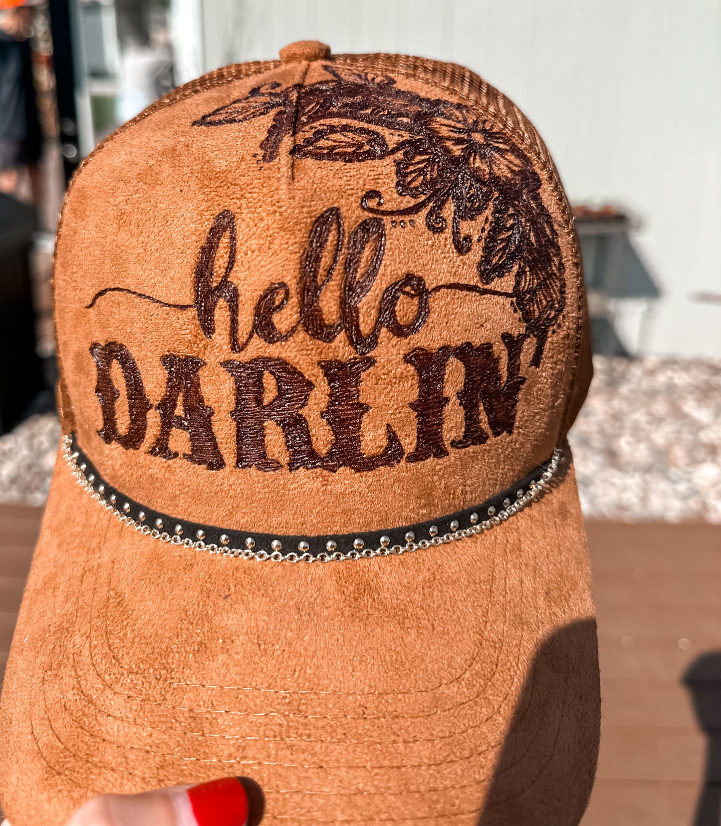 Hello Darlin ‘ Suede Burned SnapBack Baseball Hat