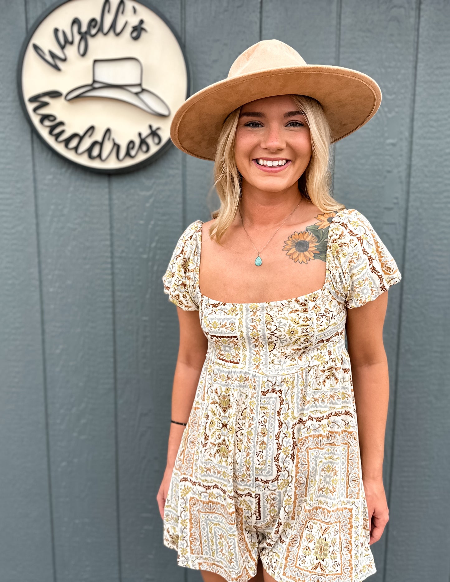 Boho Patchwork Print Smocked Romper
