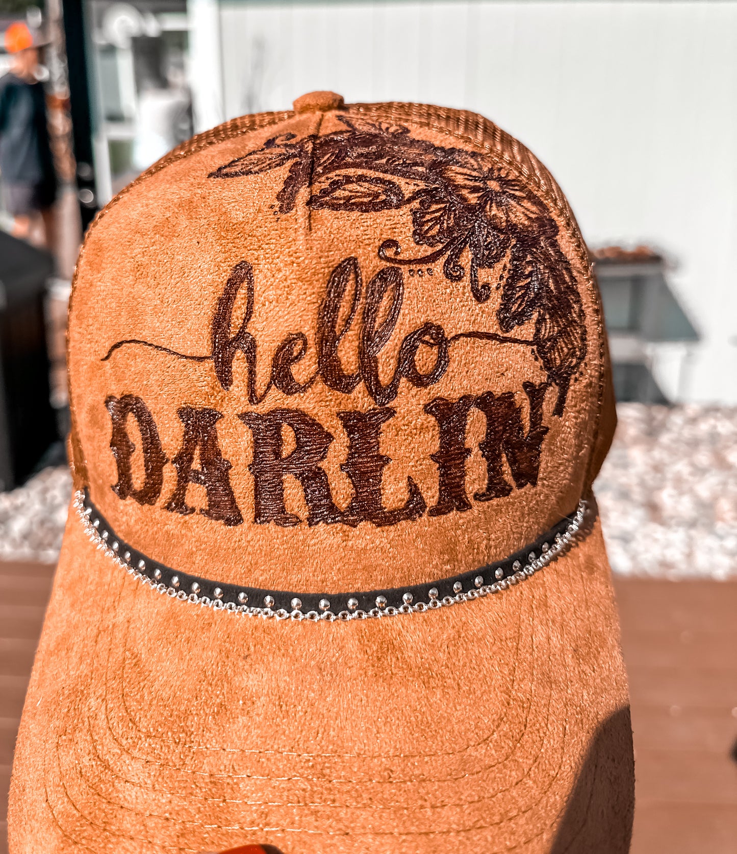 Hello Darlin ‘ Suede Burned SnapBack Baseball Hat