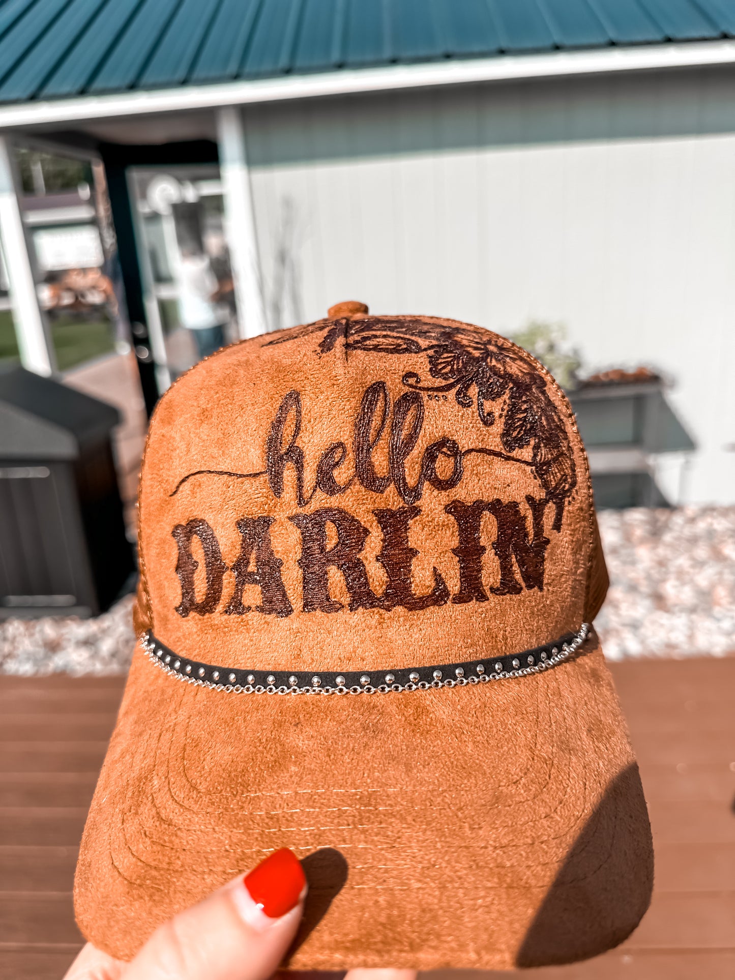 Hello Darlin ‘ Suede Burned SnapBack Baseball Hat