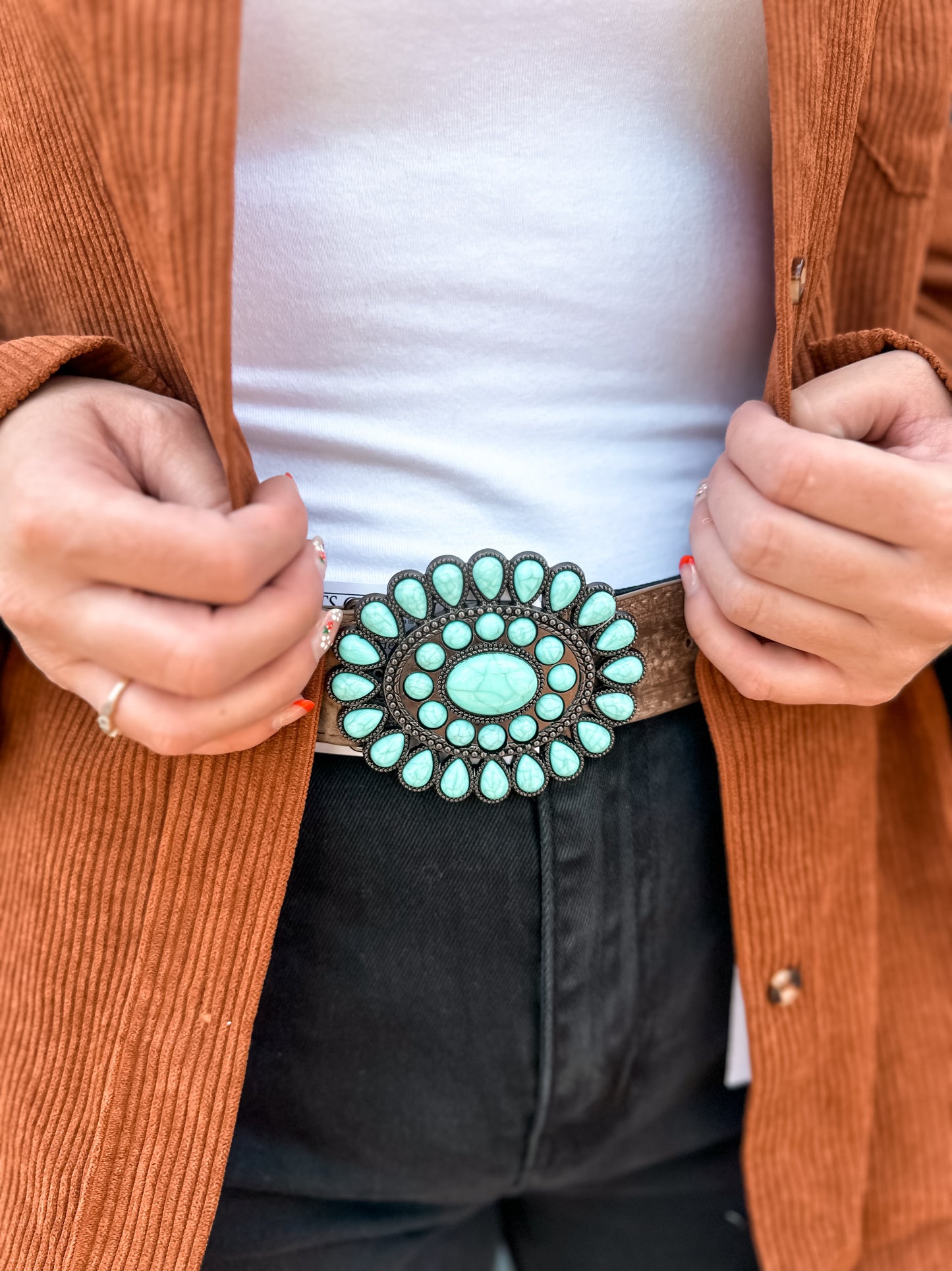 Turquoise Western Buckle Belt One Size