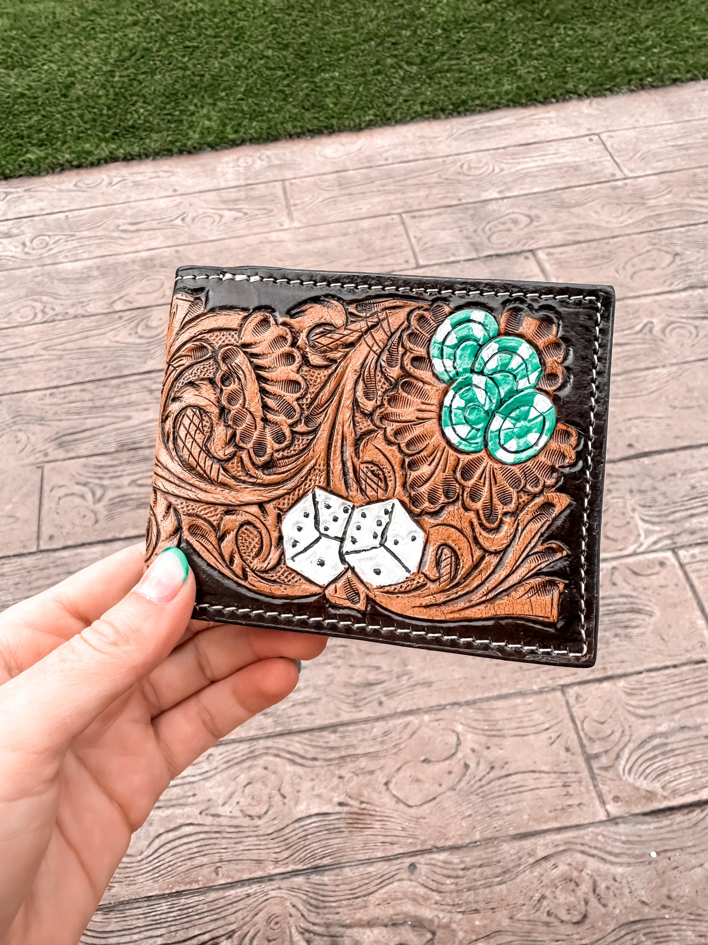 Aces Tooled Leather Men’s Wallet