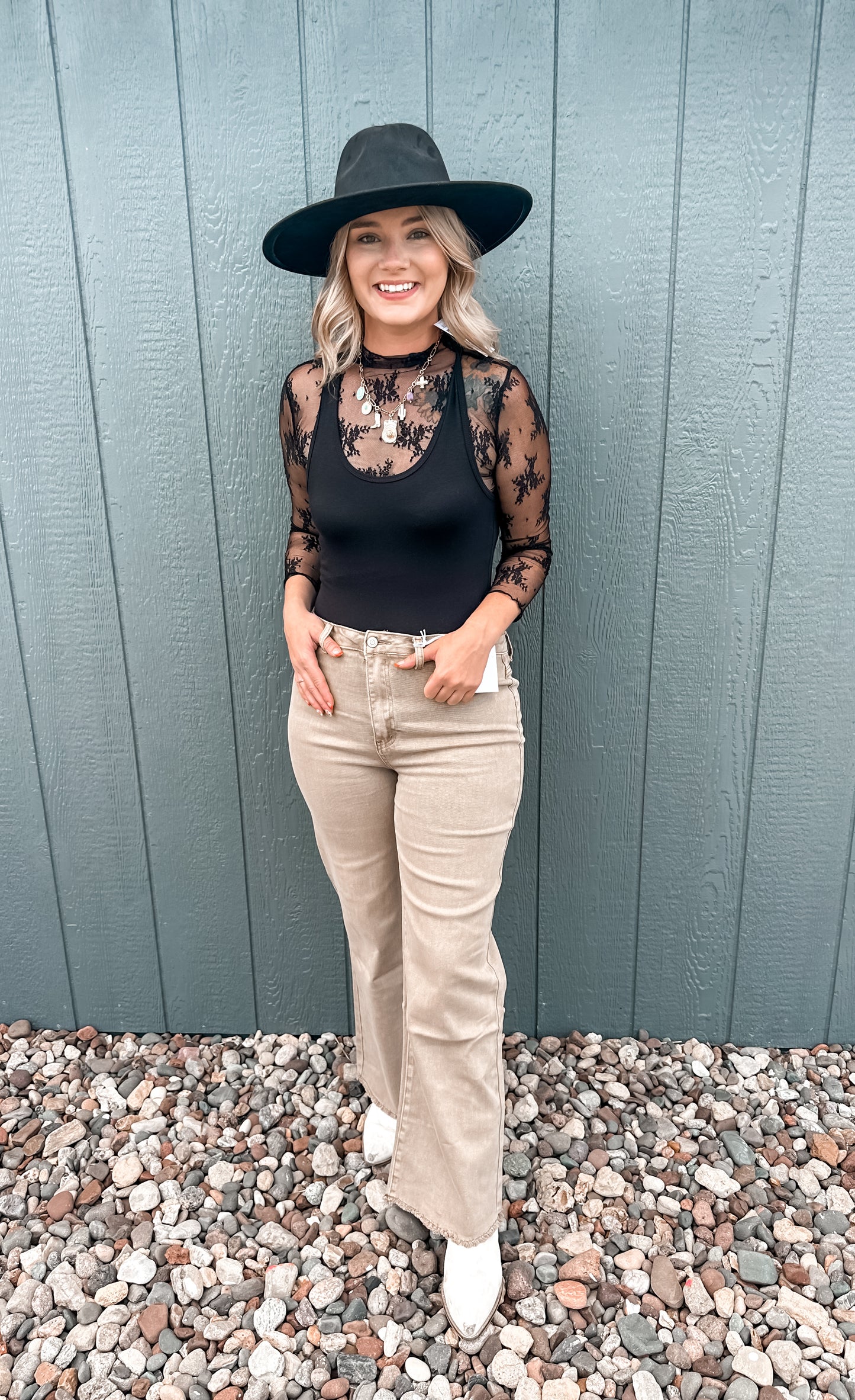 Acid Washed Frayed Cutoff Hem Straight Wide Pants