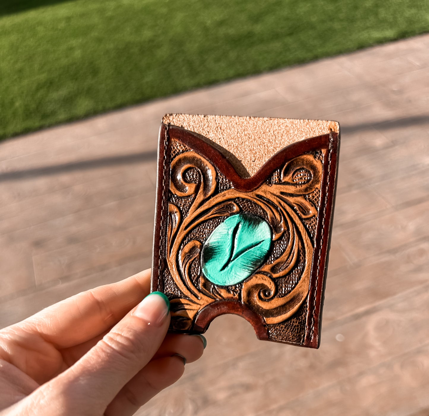 Mini Leather Credit Card Wallet : Stone