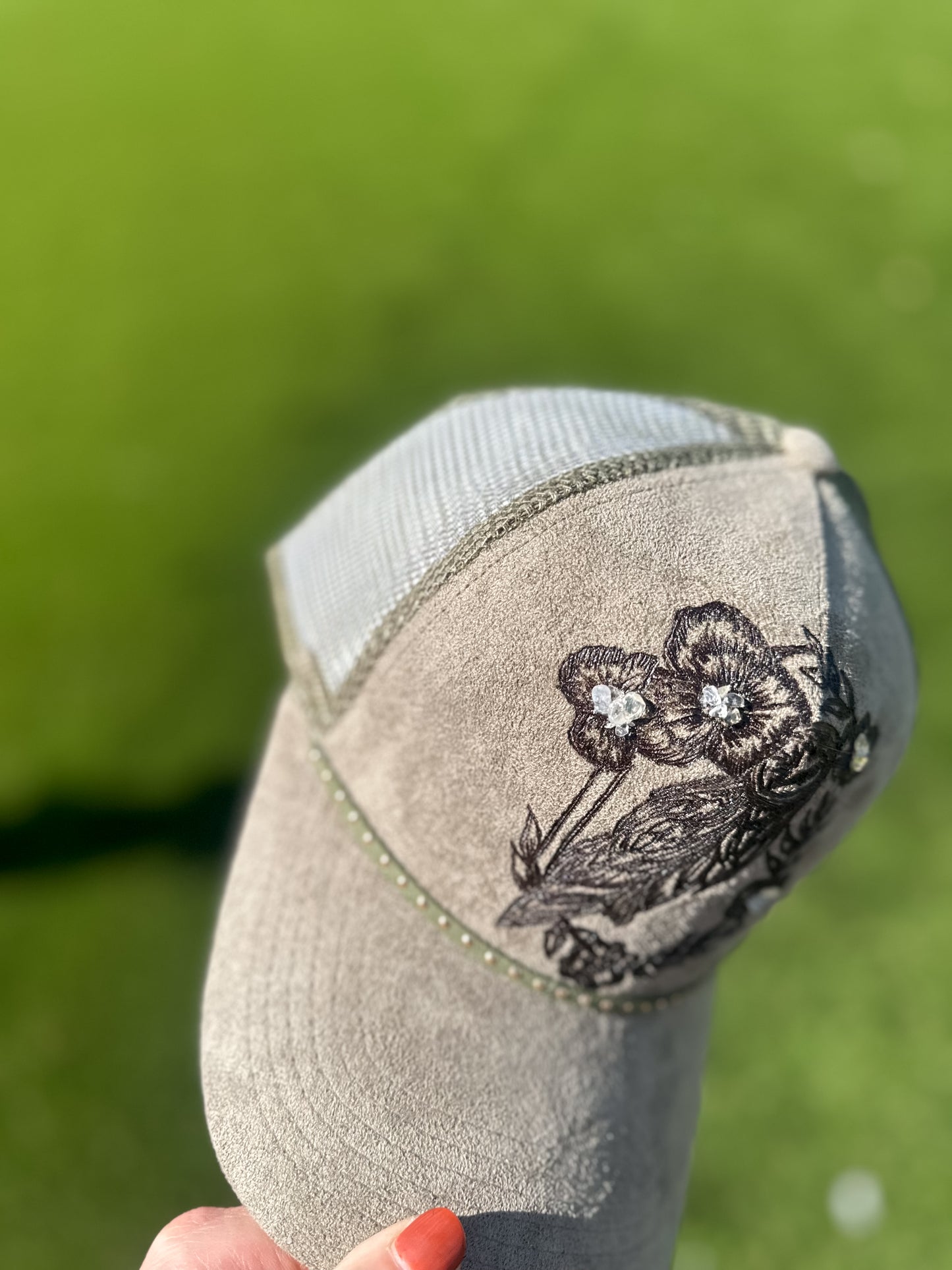 Owl Olive Colored Suede SnapBack Burned Hat