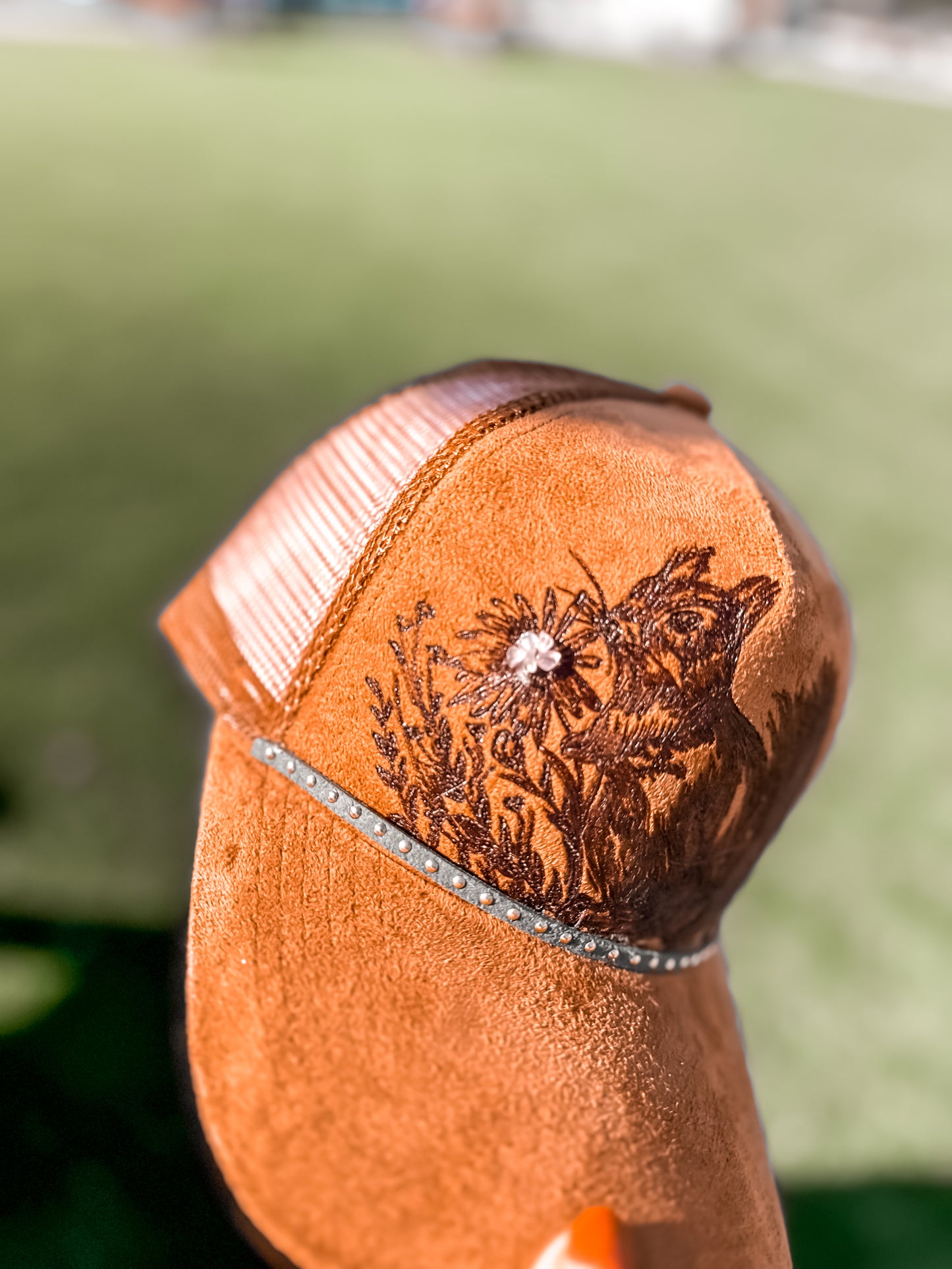 Squirrel Suede SnapBack baseball Hat with Rose Quartz