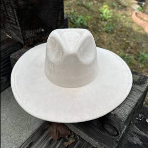 Ivory Vegan Suede Wide Brim Hat