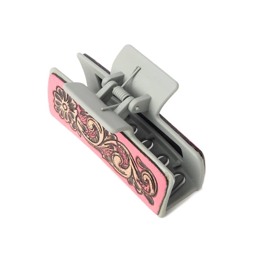 High Vista Hair Comb Clip In Gray: Hand-Tooled