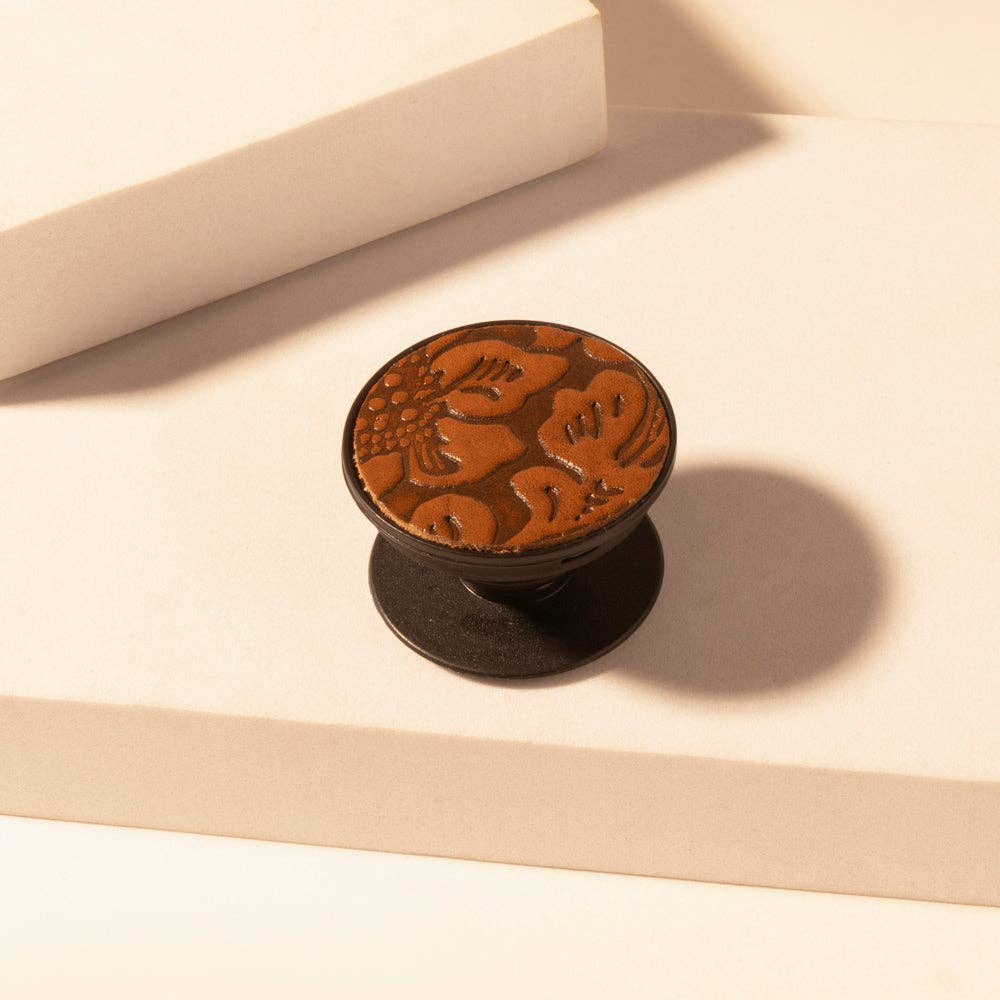 Magnolia Trail Phone Socket for Women in brown with handtooled detail for everyday use: Brown
