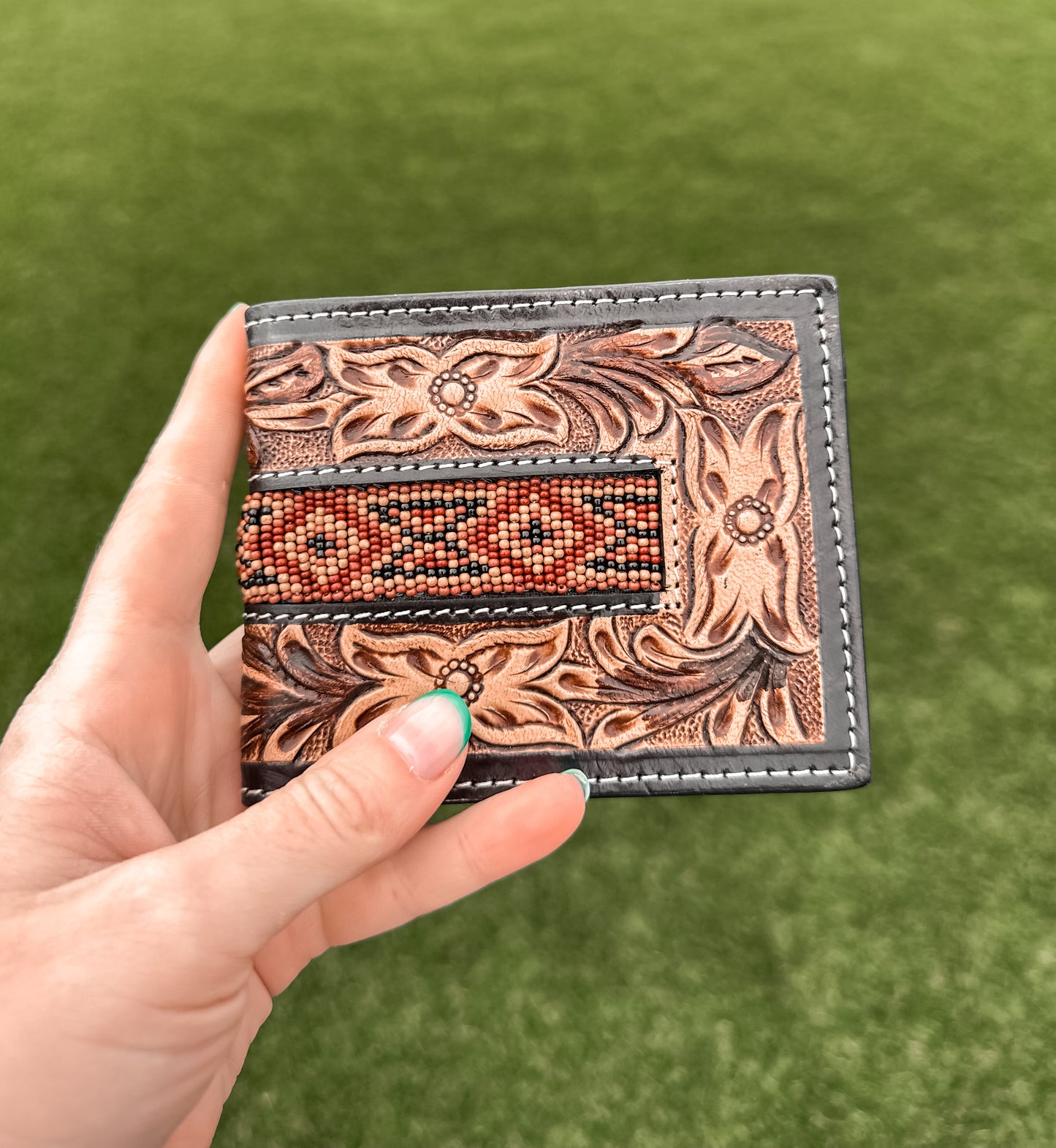 Brown Aztec Tooled Leather Men’s Wallet