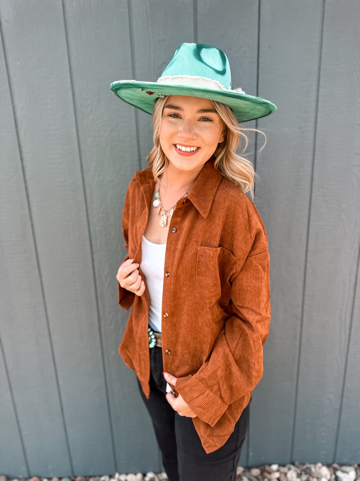 Caramel Corduroy Oversized Button Up Shirt Jacket