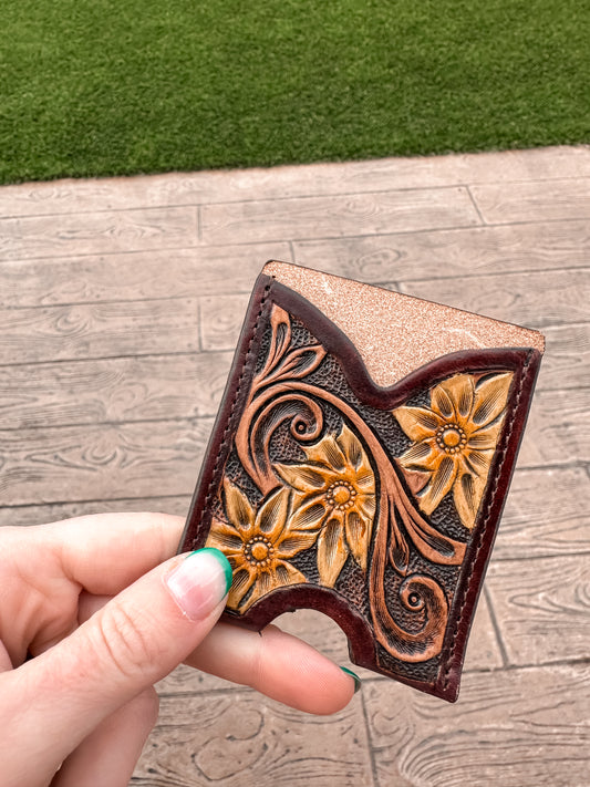 Mini Daisy Leather Credit Card Wallet 