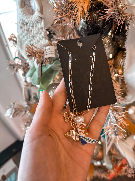 Western Charm Necklace with Ceramic Boot