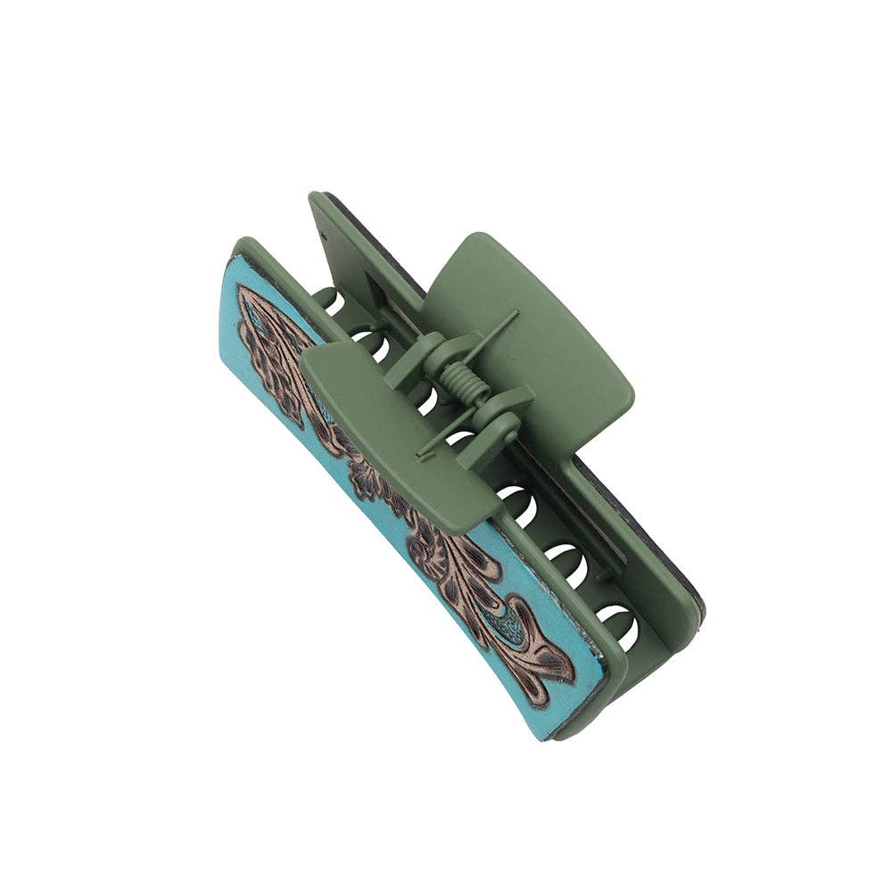 Blossom Falls Hair Comb Clip: Hand-Tooled