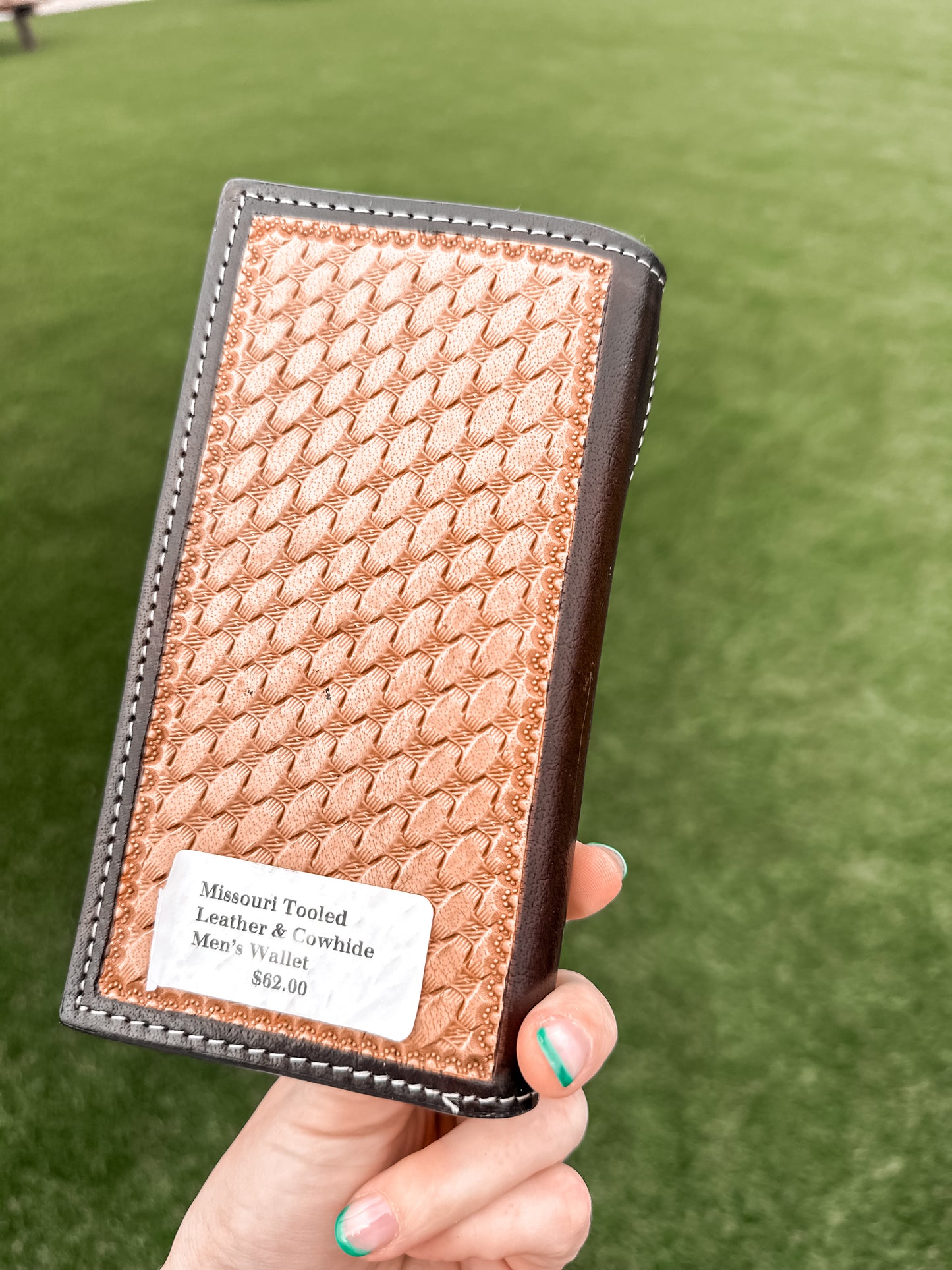 Missouri Tooled Leather & Cowhide Men’s Wallet 