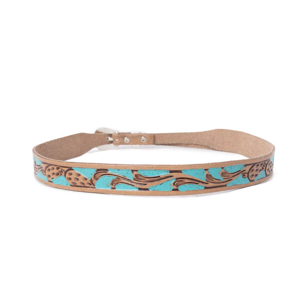 Blue Mesa Western Leather Hat Belt: Blue