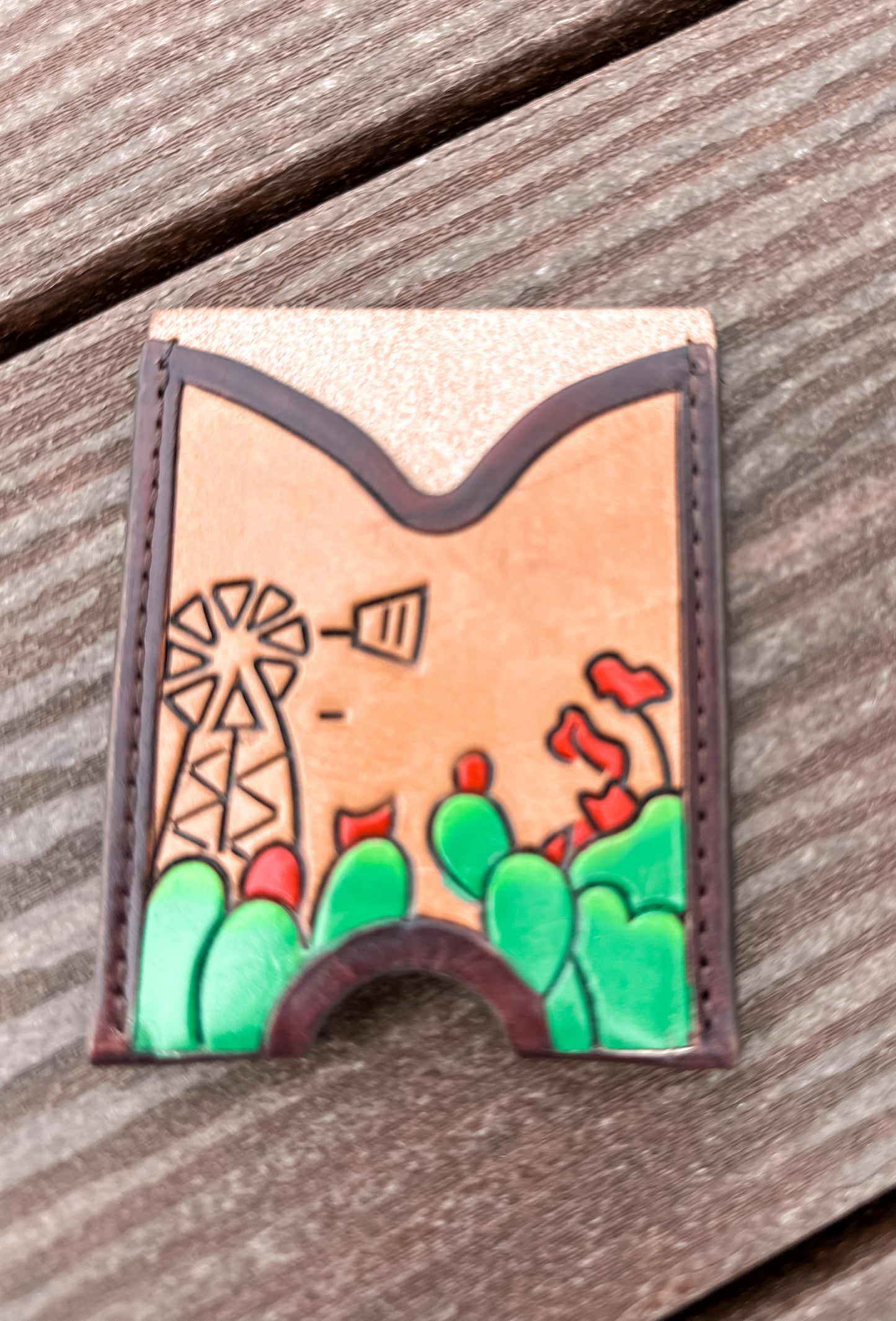 Mini Leather Credit Card Wallet  : Cactus