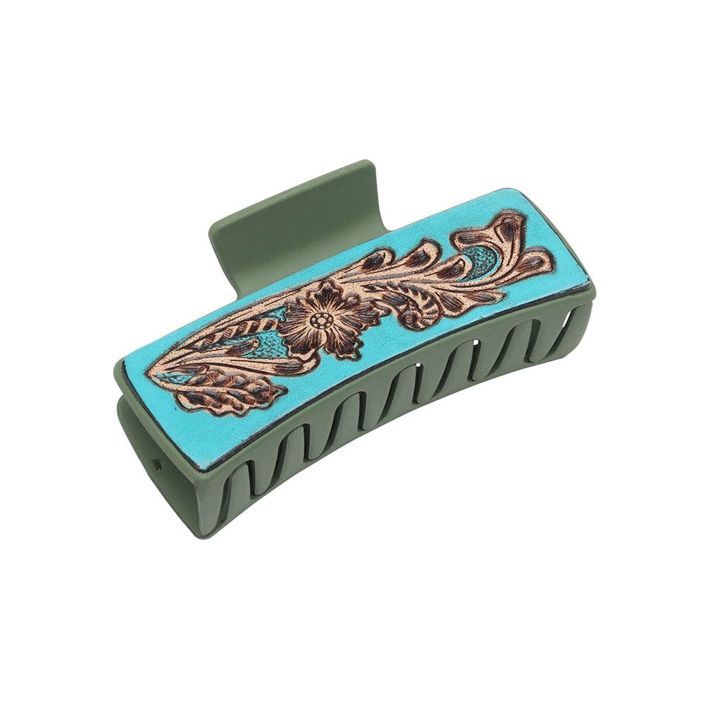 Blossom Falls Hair Comb Clip: Hand-Tooled