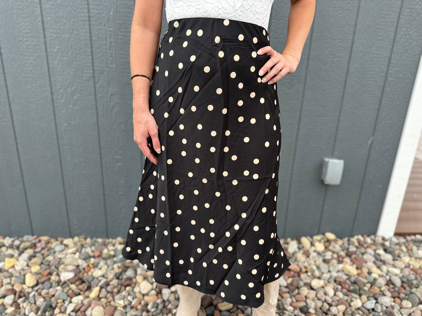 Polka Dot Satin Mini Skirt