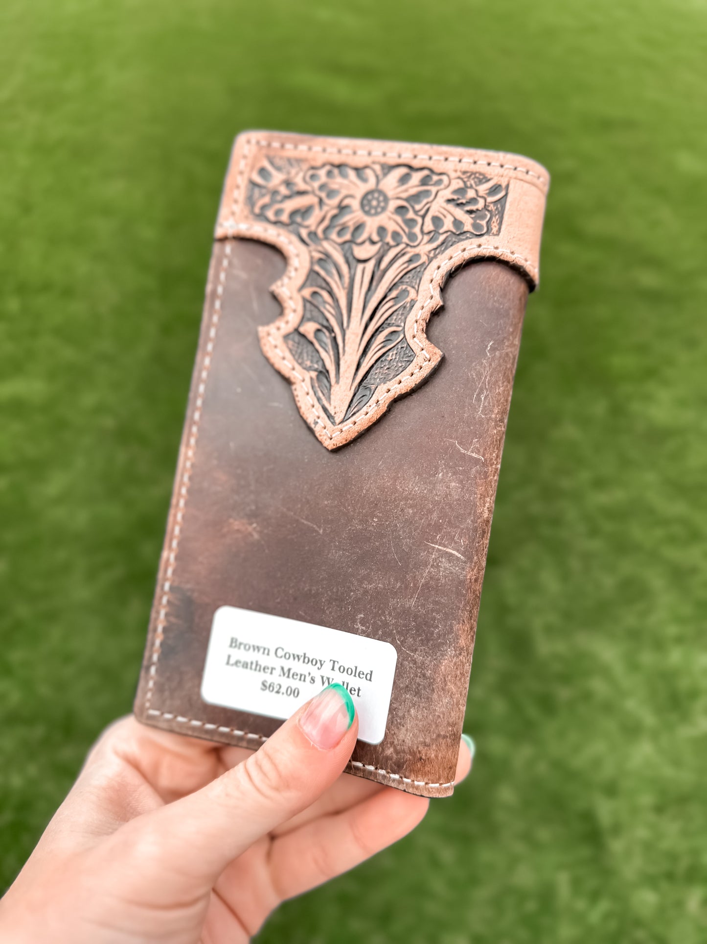 Brown Cowboy Tooled Leather Men’s Wallet
