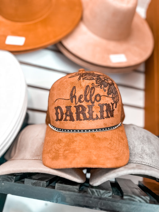 Hello Darlin ‘ Suede Burned SnapBack Baseball Hat