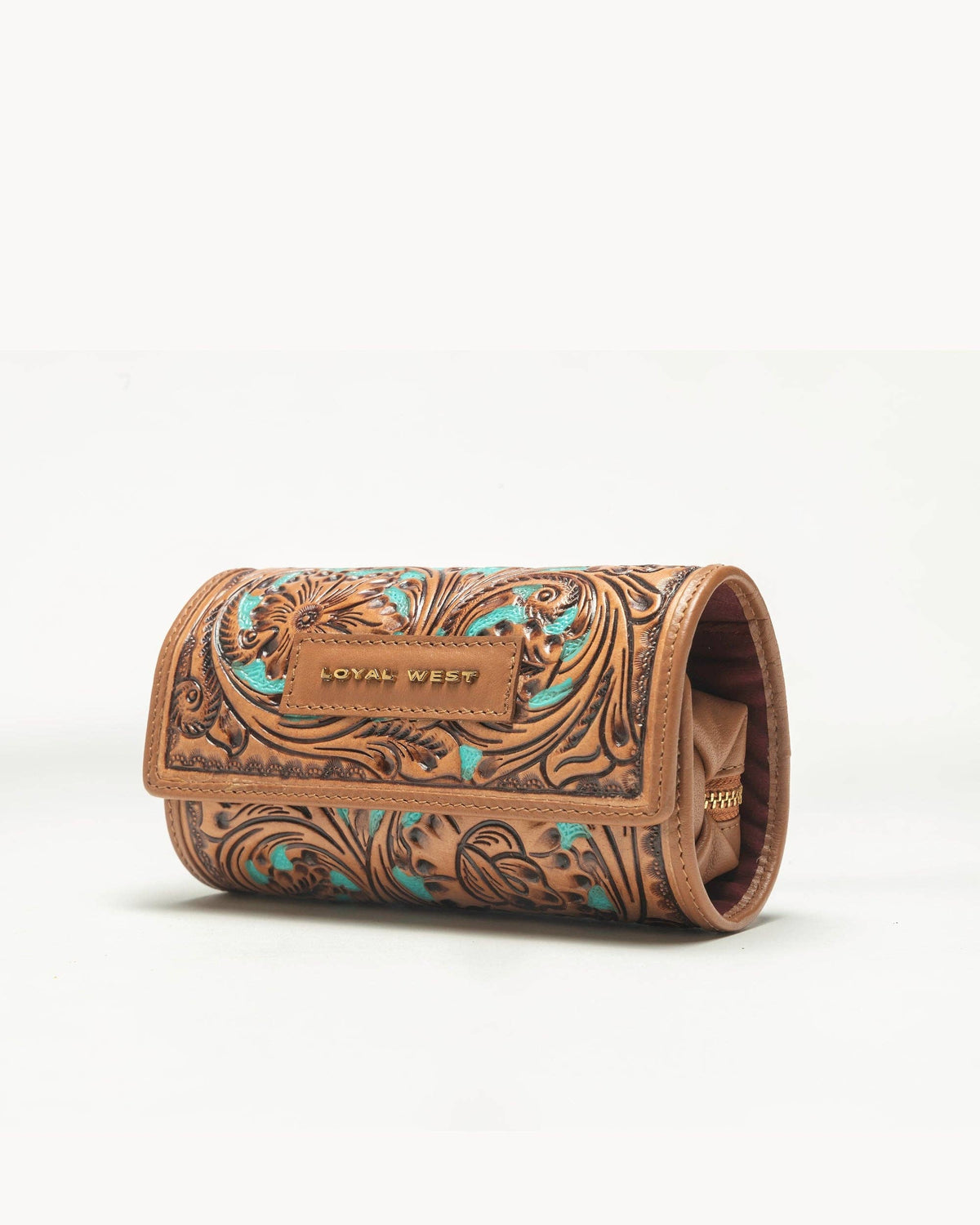 Canyon Jewellery Case Handtooled Leather - Whiskey & Water: Single