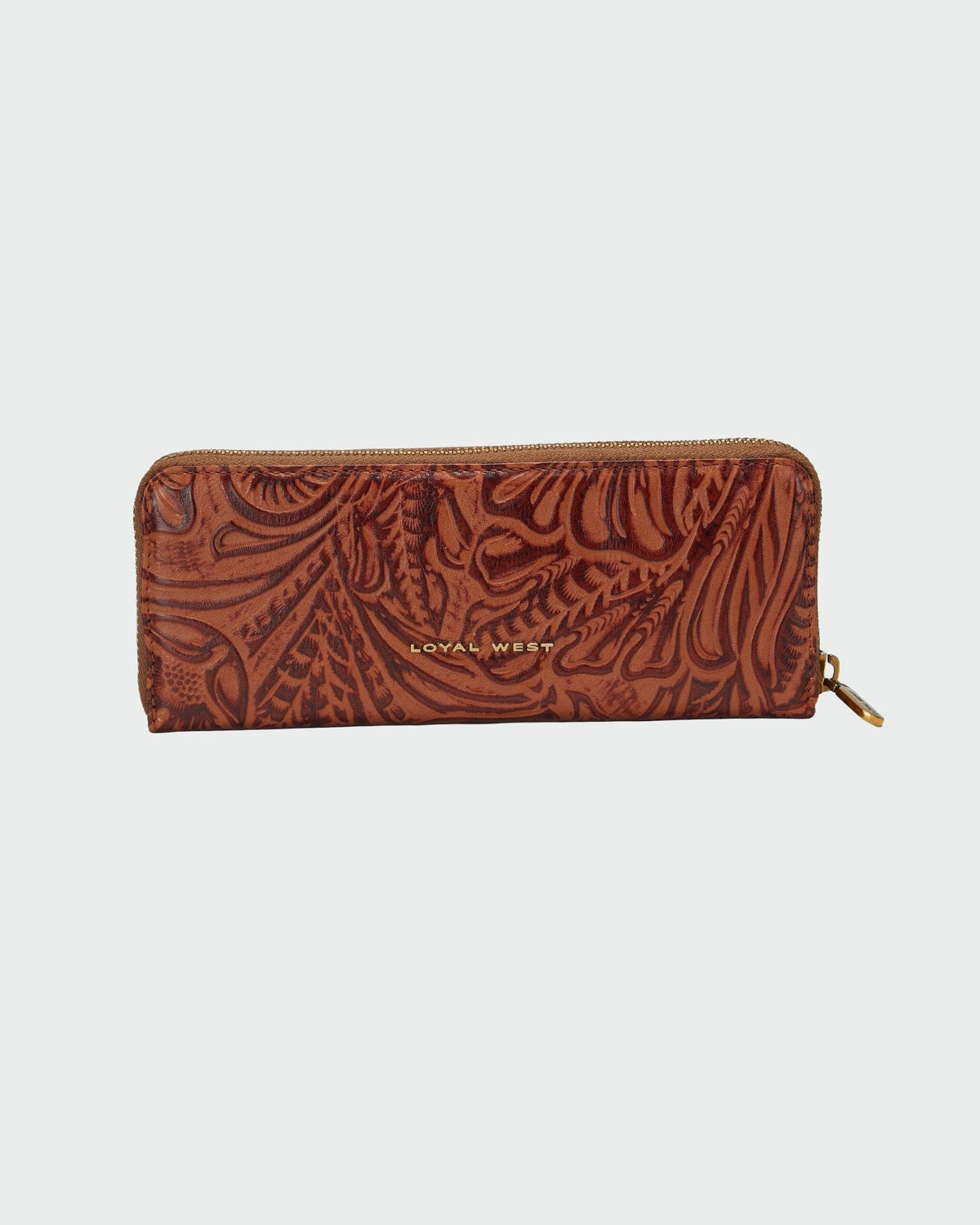 Loyal West Ranch Road Jewelerycase In Hand Finished Embossed Leather - Brown: Single