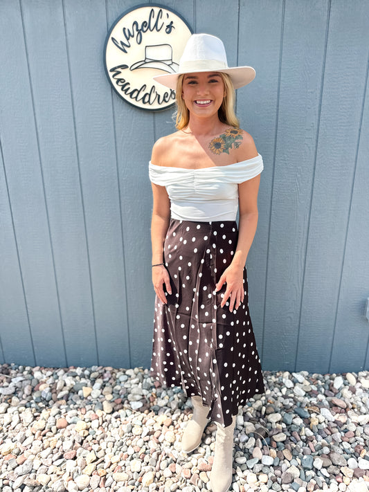 Polka Dot Satin Mini Skirt