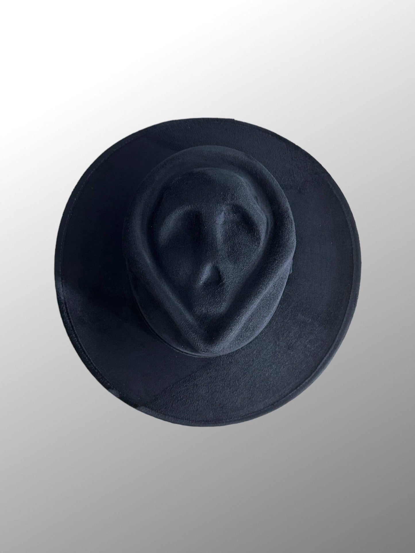Skull Shaped-Billy Style Vegan Suede Hat: Black / Large
