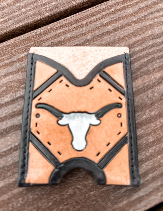 Mini Leather Credit Card Wallet  : Longhorn