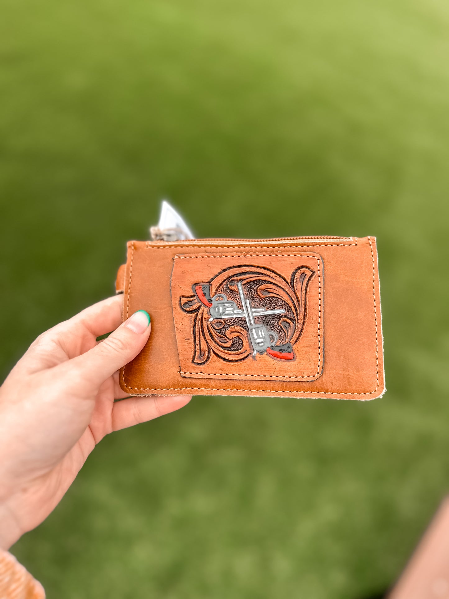 Tooled Leather Coin Pouch 