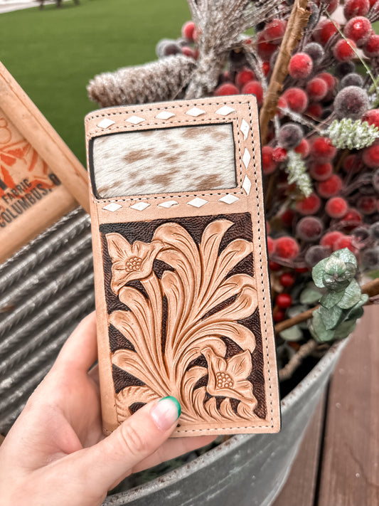 Oregon Tooled Leather & Cowhide Men’s Wallet