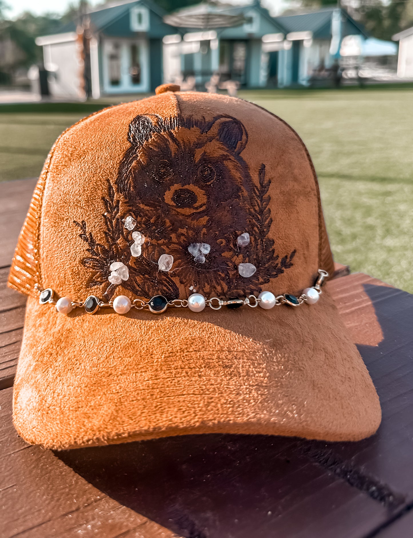 Raccoon Caramel Colored Clear Quartz SnapBack Baseball Hat
